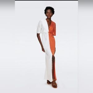 Diane Von Furstenberg Asymmetrical Dress - White and Orange